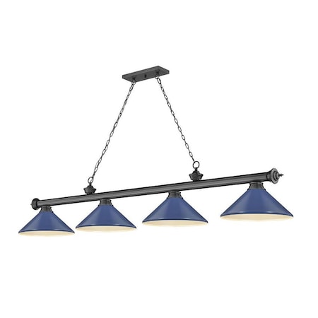 Z-Lite Cordon 4 Light Billiard, Bronze Plate & Navy Blue 2306-4BP-MNB